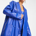 4th & Reckless Oversized Vegan‎ Leather Blazer M Blue Size M Photo 0