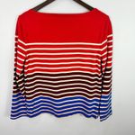 J.Crew Womens Small Red Multicolor Striped 100% Cotton Long Sleeve Top Preppy Photo 2