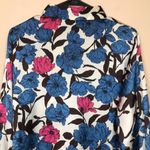ZARA Women’s Satin Floral Print Multi-Color Collared Button-Up Long Sleeve Shirt Photo 5
