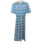 Vintage Lady Carol Midi Dress Floral Geometric Print 80s Boho Style Size 10 Photo 1
