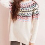 Aerie  Oversized Fair Isle Nordic Print Tunic Sweater Sz XS Boho Cream Knit Photo 1