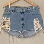 Levi's Reworked  550 Cut off Shorts 31" Hi Rise Frayed Sequin Pocket Cinched Booty Photo 0