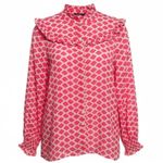 Vineyard Vines  Pink & White Ruffle Long Sleeve Blouse Top Shirt Size Small Photo 6