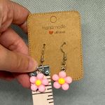 Handmade Pink and Yellow Flower Earrings Photo 1