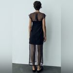 ZARA  NWT black mesh sheer organza 2 in one style underlay midi cocktail dress Photo 3