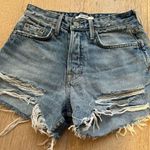 GRLFRND  Helena High Rise Button Fly Jean Shorts in Haggard Wash Frayed Size 24 Photo 1