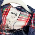 Aerie  Flannel Pajama Set Madras Plaid Check Leopard Blue Red Size Small / Medium Photo 8