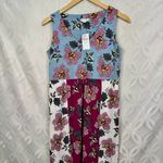 J. Jill‎ Floral Patchwork Sleeveless Knit V Neck Dress Women's Size XS NWT Blue Photo 3