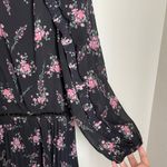 Monique Lhuillier ML Black Floral Ruffle Pleated Dress (Size 10) Photo 4