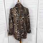 Chico's  Leopard Print Crinkle Upper Button Up‎ Boyfriend Shirt Tan Black Medium 1 Photo 3