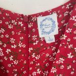 Blue Rain red floral jumpsuit v-neck tie back jumper Women’s size Large Photo 2