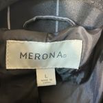 Merona  black Double button lined Trench Coat in size large Photo 1