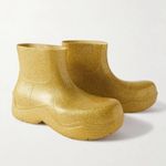 Bottega Veneta Puddle Glitter Monobloc Chelsea Rubber Boots Gold Sz 39 EU/9 US Photo 1