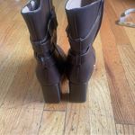 Rag & Co Brown Leather Block Heel Booties Size 9 Photo 2