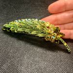 Juliana D&E  Green Yellow Rivoli Prong Set Rhinestone Stacked Leaf Pin Brooch 4”  Photo 1