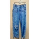 Indigo Rein Womens Distressed Wide Leg Jeans Acid Wash Denim‎ Ripped High Waist Y2K Photo 7