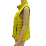 GH Bass and Co Quilted Vest Chartreuse Zip Front Fleece Collar Zip Pocket Medium Yellow Photo 3