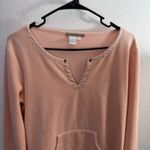 Isabella Bird Velour Top Womens Large Coral Long Sleeve V Neck Lounge Comfort PJ Pink Photo 1