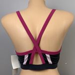 Zella New Z By Zenobia Sports Bra Size Medium Grey Ebony Pink Wire Free Unlined Photo 1