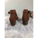 Lucky Brand Open Toes Booties Size 7.5 Tan Block Heels Buckle Closure Minimalist Photo 5