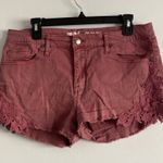 Mossimo Denim Dusty pink high rise jean shorts with floral lace size 12 Photo 0