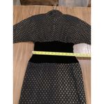 Fernando Sanchez Vintage brocade eyelet Long Sleeve black gold midi retro Dress Size XS Photo 2