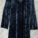 Karen Kane Blue Velvet XS Dress Vintage 70s Bell Flared Sleeves Holiday Whimsigoth Photo 0