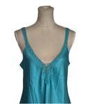 Women’s Teal Blue Lingerie Slip Dress Nightgown Chemise Lace Up Bow Romantic L Size L Photo 2