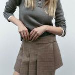 ZARA Gray and Brown Asymmetrical Mini Skirt Photo 1