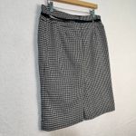White House | Black Market Houndstooth Pencil Skirt Knee-Length Size 6 Patent Belt Photo 3