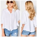 Felicite Apparel felicite Tie Top Gauze Loose Fitting Blouse White 1/2 Sleeve Size 1 - XS Photo 1