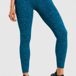 Gymshark Adapt Animal Seamless High Rise Leggings Blue Teal Leopard Print Small Photo 0