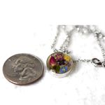 Mexico ATI Silver Blown Glass Encased Flowers 18" Stunning Statement Necklace Photo 4