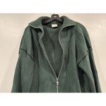 Varley  Carmen Rib-Knit Zip Through Cardigan Darkest Spruce Sweater Large L Photo 2