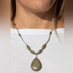 Paparazzi  Explore The Elements Olive Green Stone Necklace Set Photo 2