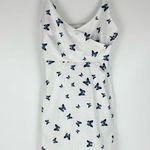 ZARA White Dress with Blue Butterfly Pattern Photo 0