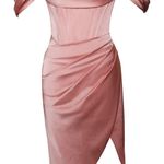 Miss Circle Blush Pink Satin Off Shoulder Corset Dress Photo 7
