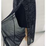 Vintage Y2k Maxi Overlay Glitter Floral Dress Split Front Gown Black Silver Size M Photo 4