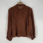 Alice + Olivia Lolita Burnout Silk Blend Houndstooth Tie-Neck Blouse Size M Photo 9