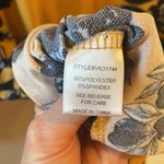 Adrienne Vittadini  Gold, Mustard, Yellow- Black Flowers Blouse‎ & Scarf Neck Photo 10