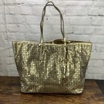 Michael Kors Flower Perforated Gold Leather Travel Tote Shoulder Handbag Photo 0