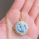 Handmade cute cat & dog antique boho retro vintage style necklace🐈🦮💙 Photo 2