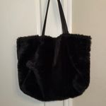 Elegant Black Faux Fur Tote Bag with makeup bag Photo 4