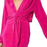 Blue Blush Tie Front Long Sleeve V-neck Mini Dress Hot Pink Size Small NWT Photo 0