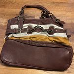 Boho Colorblock Brown Yellow White Faux Leather Pleather Shoulder Bag Purse Photo 6