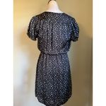 Max Studio Preppy‎ Polka Dot Dress Black White Tie Neck Short Sleeve S fall whimsi boho Y2K Photo 2