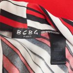 BCBG Paris Women's Red/White Black Striped Cowl Neck Sleeveless Dress Size L Size L Photo 5