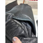 Brandon Thomas Black Leather Long Jacket Coat Womens Size L Button Front Collar Size L Photo 14