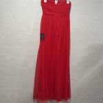 Lulus Queen Behavior Strapless Ruched Red Tulle Maxi Dress Size Small NWT Photo 4