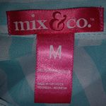 Mix & Co. M Aqua White Stripe Sheer Top Blue Size M Photo 1